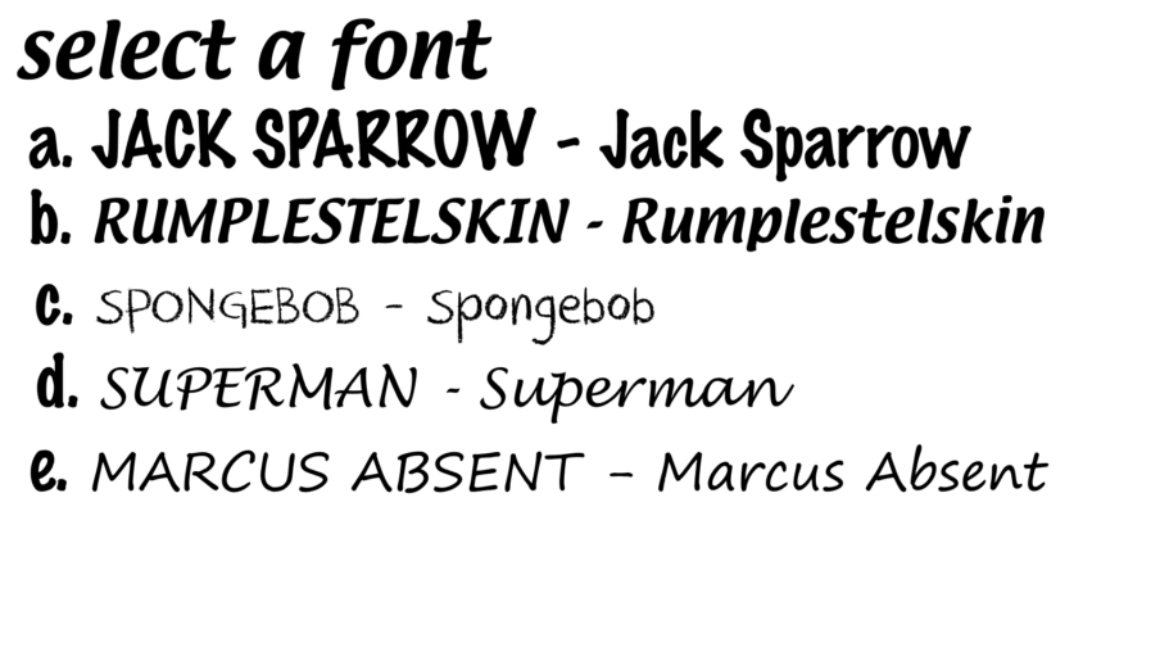 fonts select