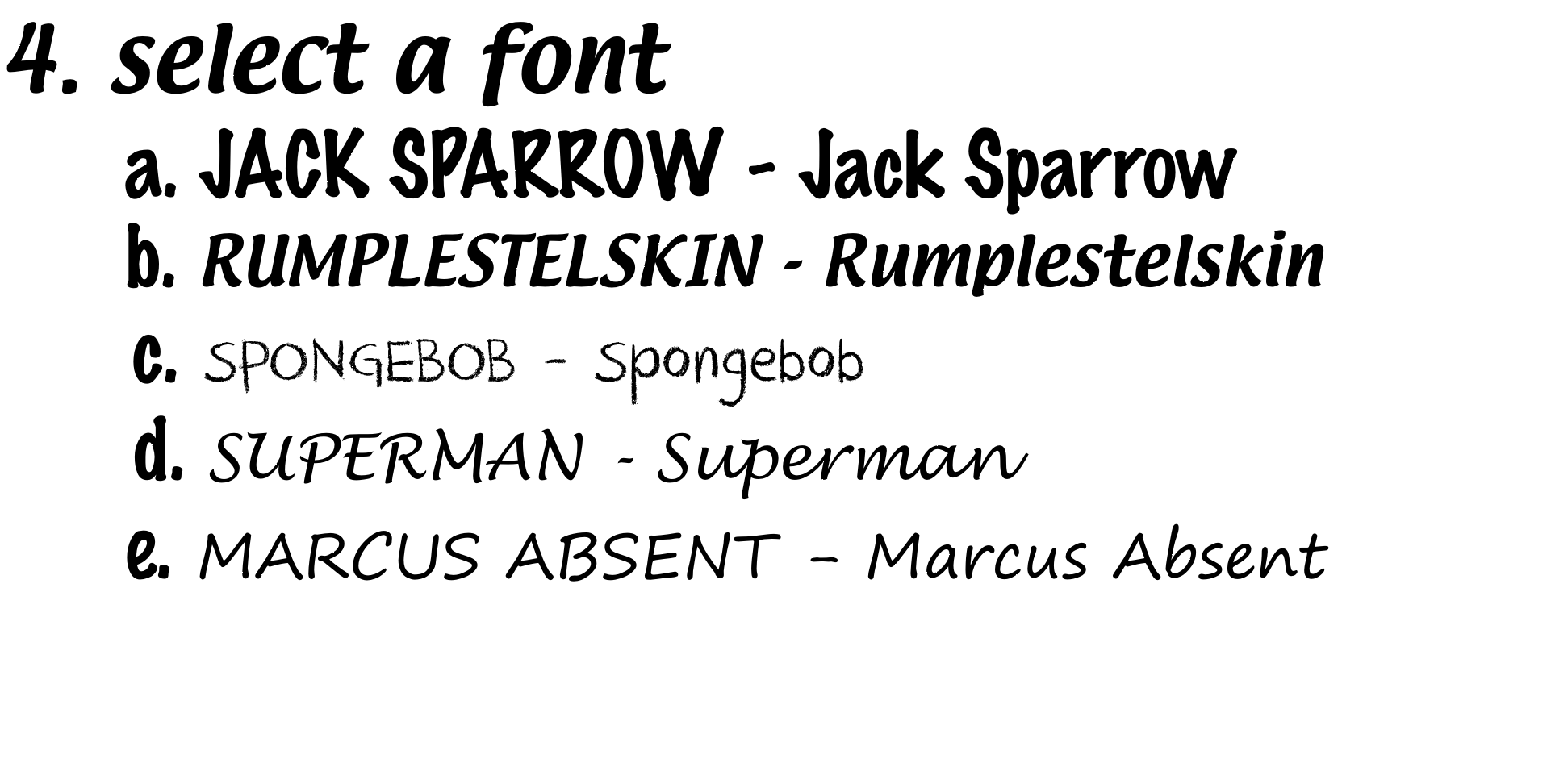 fonts select